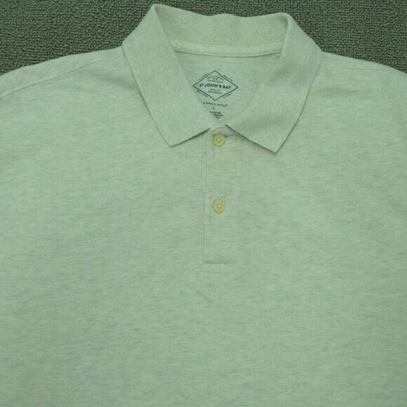 St. John's Bay  Legacy Polo Shirt  Men's Size Large Gray‎ Cream Short Sleeve - Picture 2 of 5